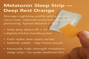 Orange nighttime melatonin sleep strip with score line